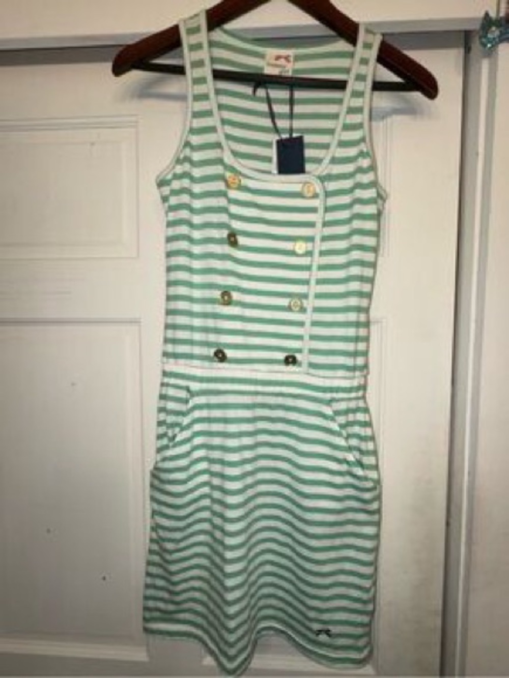 Tommy Girl - Striped Mint & White Sleeveless Dress
